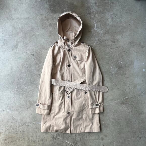 Michael Kors Women’s Belted Lightweight Trench Coat w/Hood, Khaki Size PXS - Picture 1 of 7